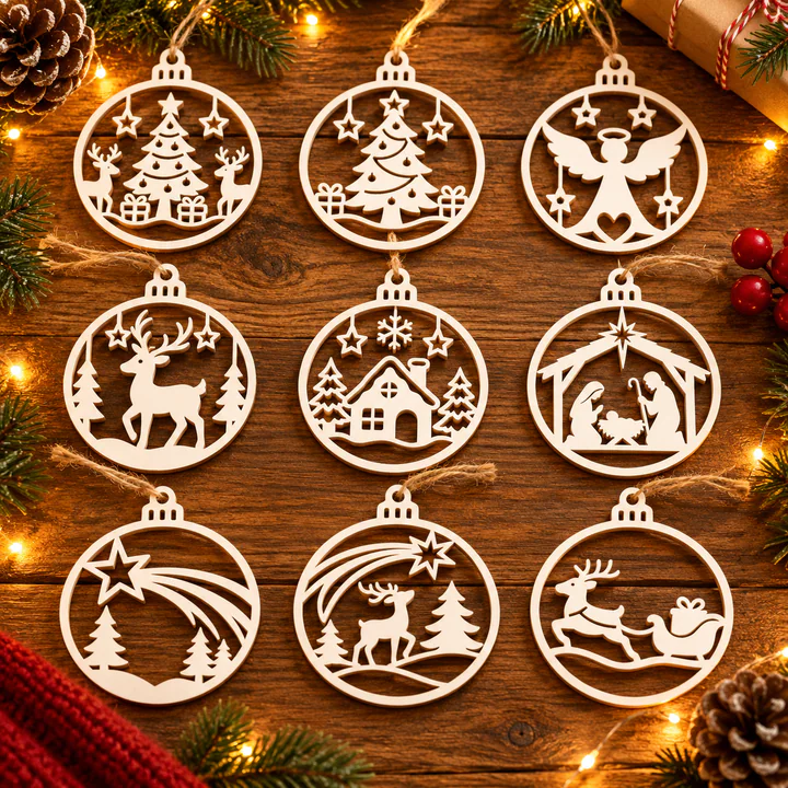 Esferas planas de navidad set de 9